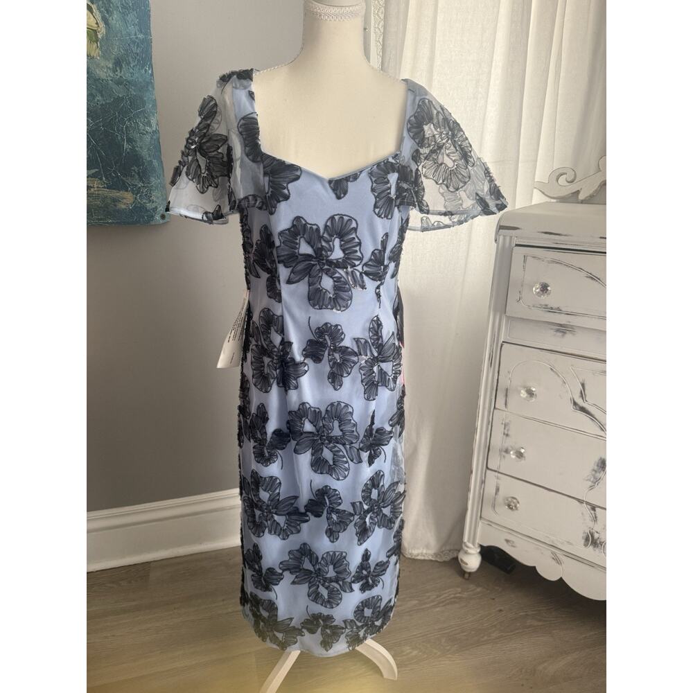 JS COLLECTIONS Soutache Ribbon Lace Sheath Dress Celestial Blue Size 10 NWT